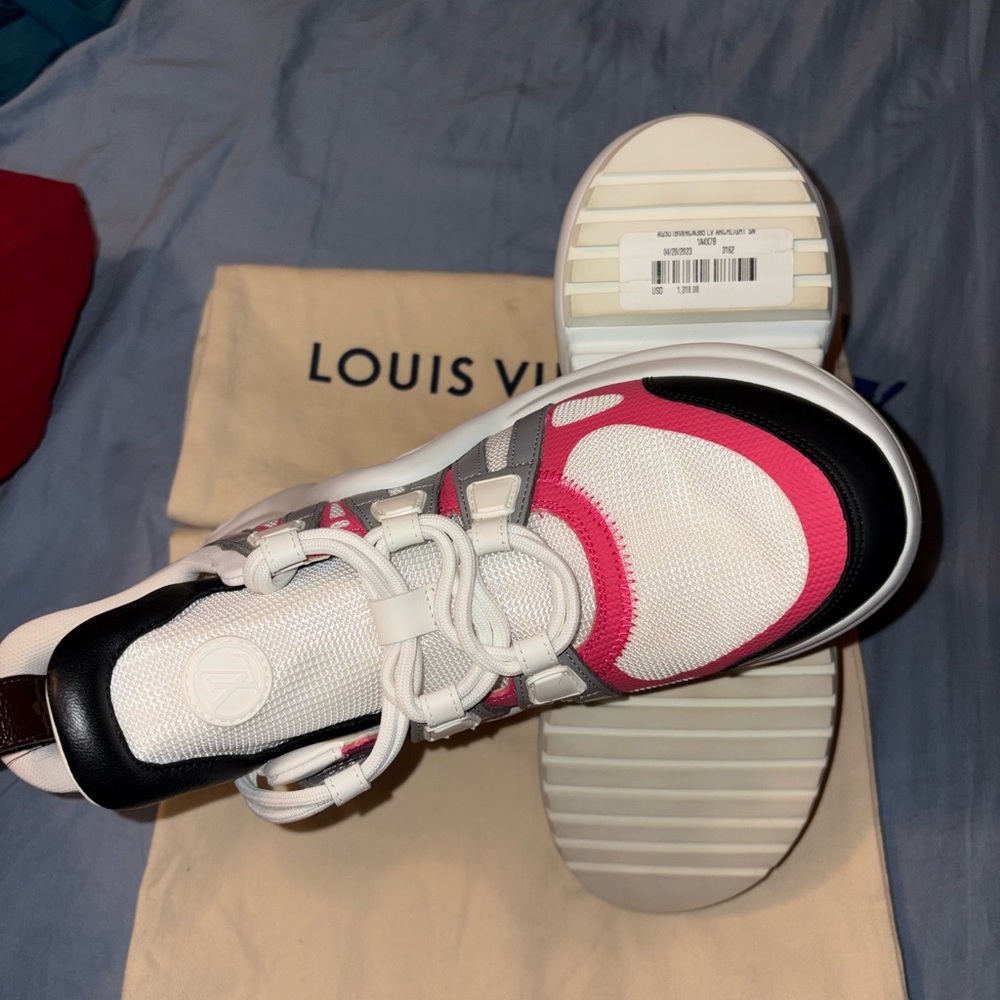 Louis Vuitton White and Pink Sneakers
